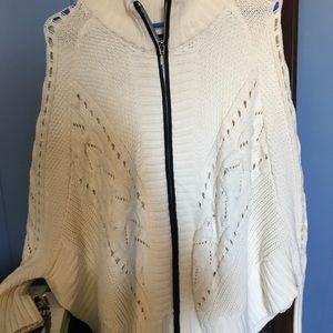Cream zip up poncho